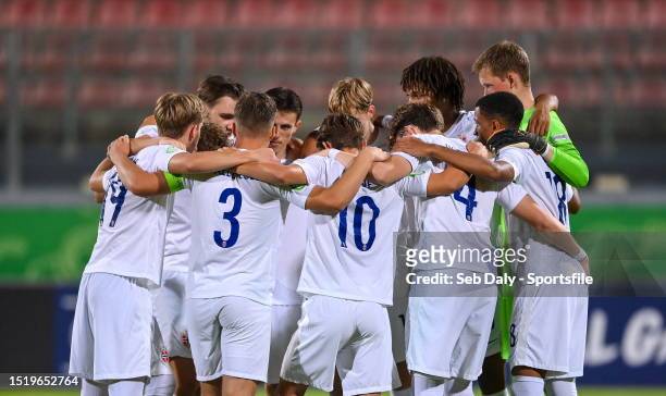 Norway players before the UEFA European Under-19 Championship Finals 2022/23 group B match between Spain and Norway at the National Stadium on July...