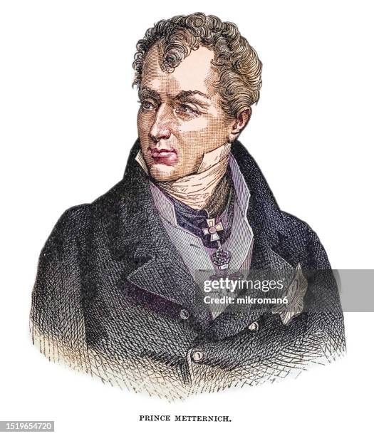portrait of klemens von metternich (klemens wenzel nepomuk lothar, prince of metternich-winneburg zu beilstein) - conservative austrian statesman and diplomat - prince metternich stock pictures, royalty-free photos & images
