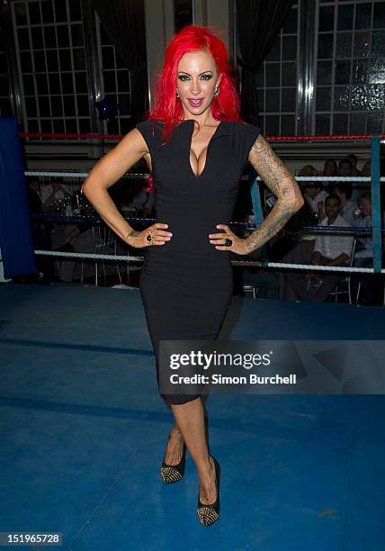 Jodie Marsh hosts the Loaded Magazine female wrestling tournament - Queen Of The Ring at Bloomsbury Ballroom on September 13, 2012 in London, England.