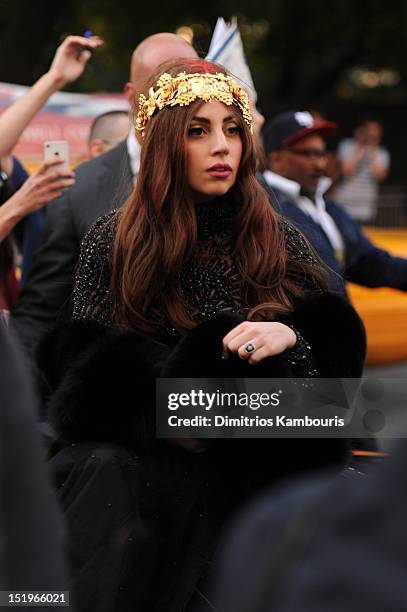 Lady Gaga arrives at the Lady Gaga "Fame" Eau de Parfum Launch Event at Guggenheim Museum on September 13, 2012 in New York City.