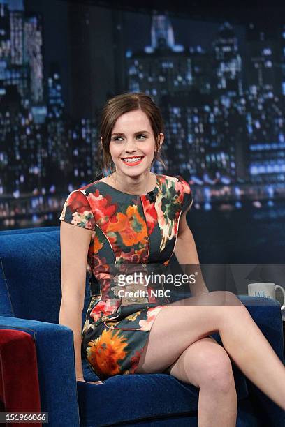 Episode 698 -- Pictured: Emma Watson during an interview on September 13, 2012 --