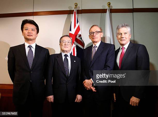 Japan's Ministers of Foreign Affairs, Koichiro Gemba, Defence Minister, Satoshi Morimoto, Australia's Ministers of Foreign Affairs, Bob Carr and...