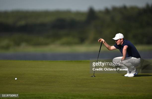 Robert MacIntyre of Scotland putts on the 15th green during the first round of the Made in Himmerland at Himmerland Golf & Spa Resort on July 06,...