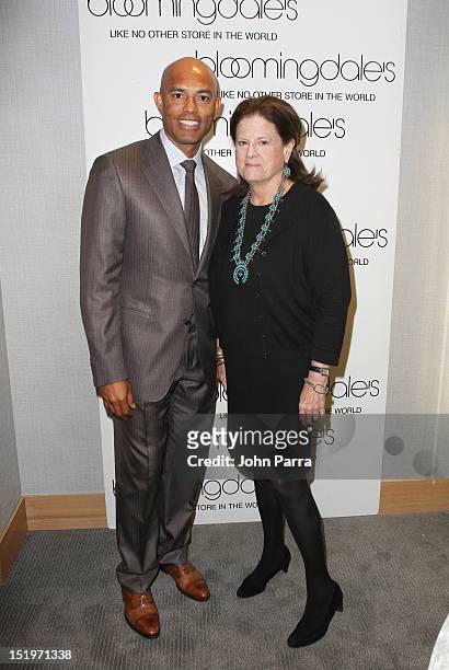 Mariano Rivera and Anne Keating Senior Vice President Public Relations attends Bloomingdale's 59th Street and Canali welcome Mariano Rivera in...