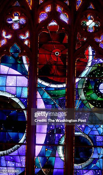 The Space window at the National Cathedral contains a piece of moonrock that is 3.6 billion years old and was presented to the Cathedral by Neil...