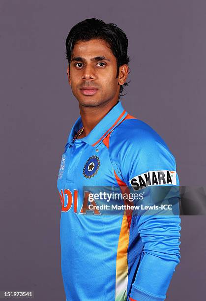 Manoj Tiwary of India pictured during a India Portrait session ahead of the ICC T20 world Cup at the Taj Samudra Hotel on September 14, 2012 in...