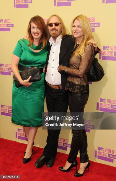 Adria Petty, Tom Petty and Dana York arrive at the 2012 MTV Video Music Awards at Staples Center on September 6, 2012 in Los Angeles, California.