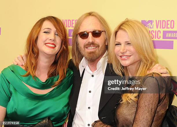 Adria Petty, Tom Petty and Dana York arrive at the 2012 MTV Video Music Awards at Staples Center on September 6, 2012 in Los Angeles, California.