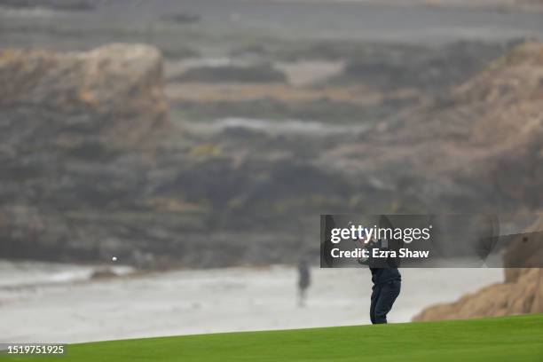 Annika Sorenstam of Sweden plays her second shot on the tenth hole during the first round of the 78th U.S. Women's Open at Pebble Beach Golf Links on...