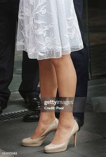 Catherine, Duchess of Cambridge attends a tea party at the British High Commission on day 4 of Prince William, Duke of Cambridge and Catherine,...