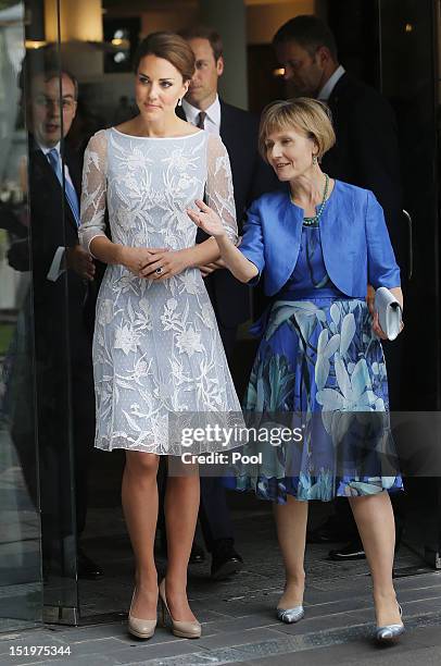 Catherine, Duchess of Cambridge attends a tea party at the British High Commission on day 4 of Prince William, Duke of Cambridge and Catherine,...