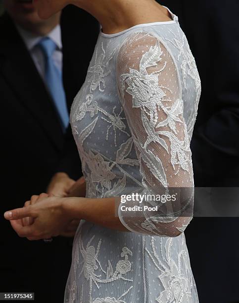 Catherine, Duchess of Cambridge attends a tea party at the British High Commission on day 4 of Prince William, Duke of Cambridge and Catherine,...