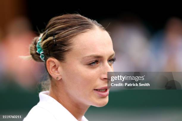 Ana Bogdan of Romania looks on against Alycia Parks of United States in the Women's Singles second round match during day four of The Championships...