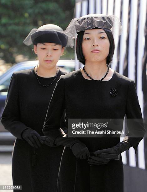 Princess Akiko of Mikasa and Princess Yoko of Mikasa attend the memorial service to commemorate 100 days after the death of Prince Tomohito of Mikasa...