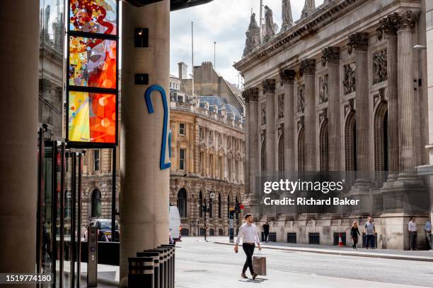 Londoners and City workers walk along Bishopsgate in the City of London, the capital's financial district, on 10th July 2023, in London, England.