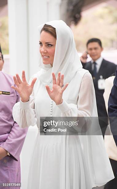 Catherine, Duchess of Cambridge visits Assyakirin Mosque on day 4 of Prince William, Duke of Cambridge and Catherine, Duchess of Cambridge's Diamond...