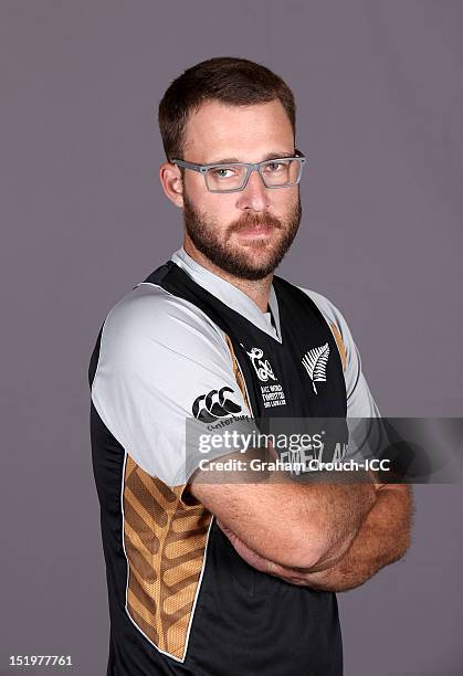 New Zealand's Daniel Vettori poses during a portrait session ahead of the ICC T20 World Cup on September 14, 2012 in Colombo, Sri Lanka.