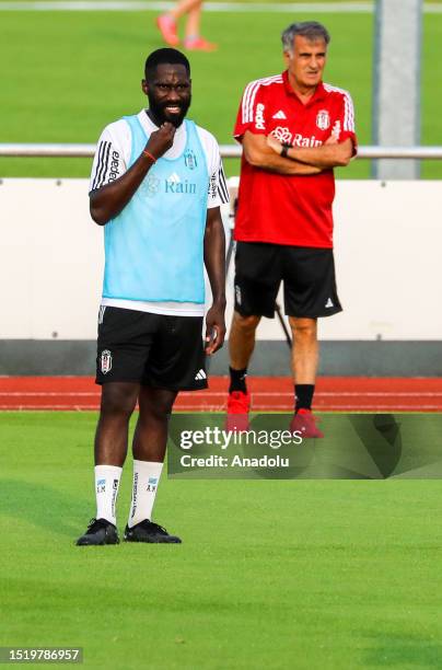 Arthur Masuaku of Besiktas attends pre-season training camp ahead of the upcoming Turkish Super Lig season in Baveria, Germany on July 10, 2023.