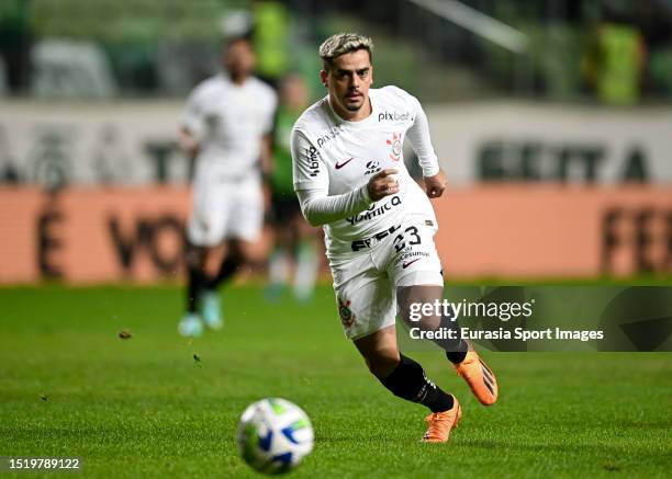 Fagner Lemos of Corinthians chases the ball during Copa do Brasil 2023 Quarter Final match between America Mineiro and Corinthians on July 5, 2023 at...