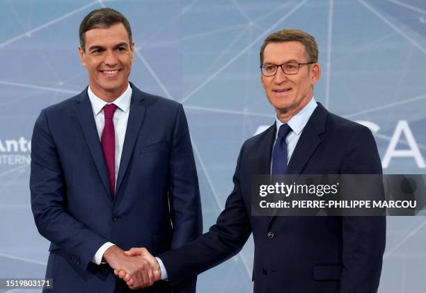 Candidates for Spain's Prime Minister, Socialist Party incumbent Prime Minister Pedro Sanchez and right-wing opposition party Partido Popular leader...