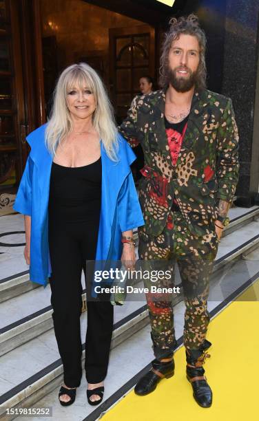 Jo Wood and Jameson Stocks attend the press night performance of "The Wizard of OZ" at The London Palladium on July 06, 2023 in London, England.