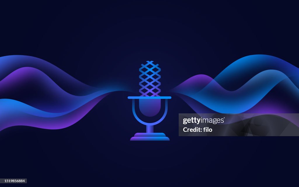 Podcast Microphone Gradient Sound Waves Design