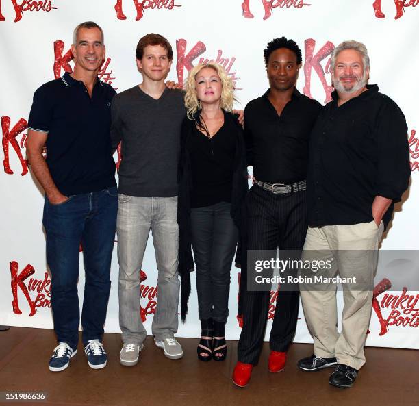 Jerry Mitchell, Stark Sands, Cyndi Lauper, Billy Porter and Harvey Fierstein attend "Kinky Boots" Cast Special Performance at The New 42nd Street...