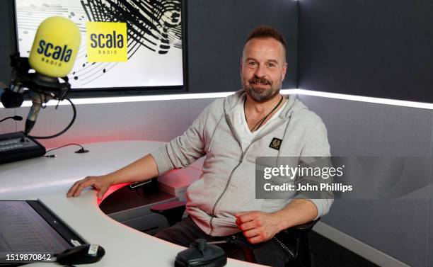 Alfie Boe visits Scala Radio at 1 Golden Square on July 06, 2023 in London, England.