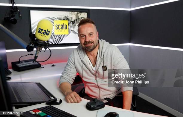 Alfie Boe visits Scala Radio at 1 Golden Square on July 06, 2023 in London, England.