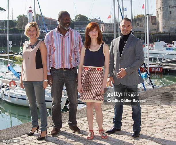 Vanessa Valente , Jean Michel Martial, Odile Vuillemin and Philippe Bas pose during the 'Profilage' Photocall at La Rochelle Fiction Television...