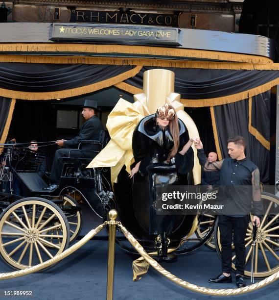 Lady Gaga arrives to the Lady Gaga "Fame" eau de parfum launch at Macy's Herald Square on September 14, 2012 in New York City.