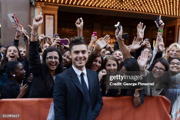 Actor Zac Efron attend the "The Paperboy" premiere during the 2012 Toronto International Film Festival at The Elgin on September 14, 2012 in Toronto,...