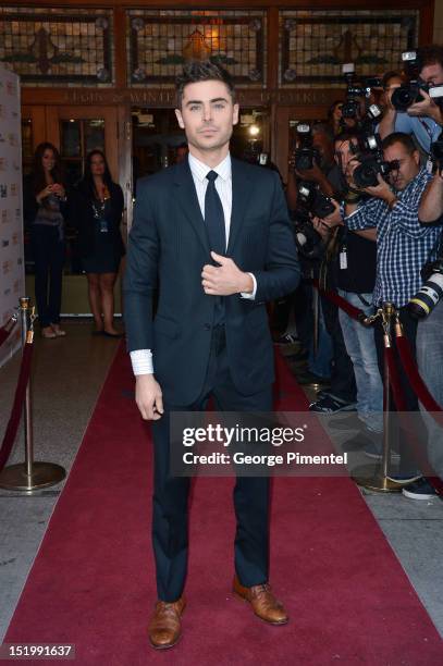 Actor Zac Efron attend the "The Paperboy" premiere during the 2012 Toronto International Film Festival at The Elgin on September 14, 2012 in Toronto,...