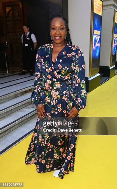 Angie Greaves attends the press night performance of "The Wizard of OZ" at The London Palladium on July 06, 2023 in London, England.