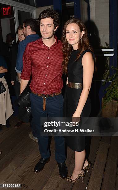 Adam Brody and Leighton Meester attend The Cinema Society with The Hollywood Reporter & Samsung Galaxy S III host a screening of "The Oranges" After...