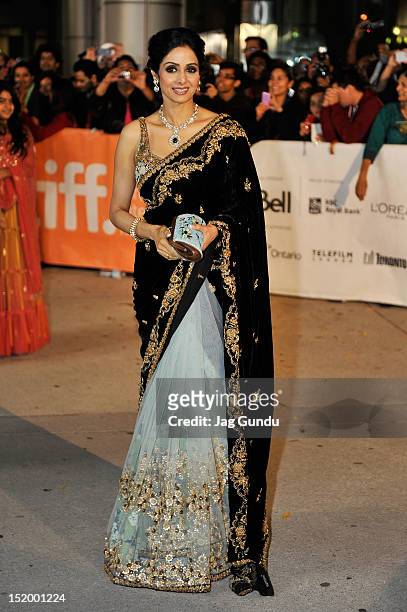 Actress Sridevi Kapoor attends the "English Vinglish" premiere during the 2012 Toronto International Film Festival at Roy Thomson Hall on September...