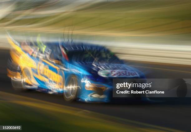 Mark Winterbottom drives the Orrcon Steel FPR Ford during qualifying for the Sandown 500, which is round 10 of the V8 Supercars Championship Series...