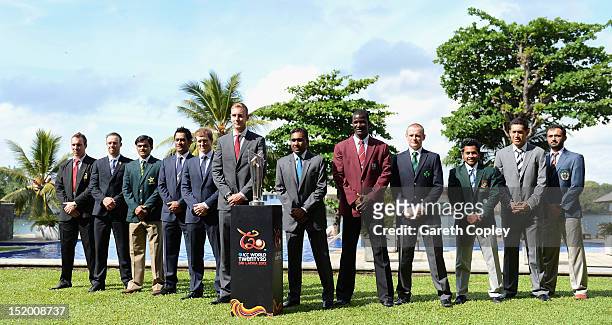 World Twenty20 captains line up Brendan Taylor, AB de Villiers, Mohammad Hafeez, MS Dhoni, George Bailey, Stuart Broad, Mahela Jayawardene, Darren...