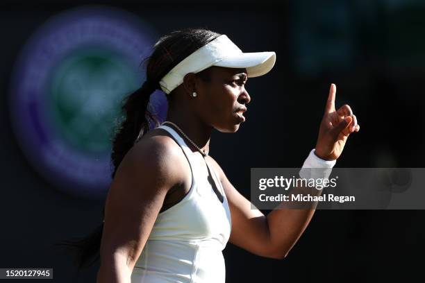 Sloane Stephens of United States reacts against Donna Vekic of Croatia in the Women's Singles first round match during day four of The Championships...