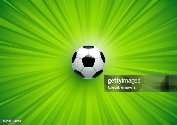 football on green lines pattern background - brightly lit stock illustrations