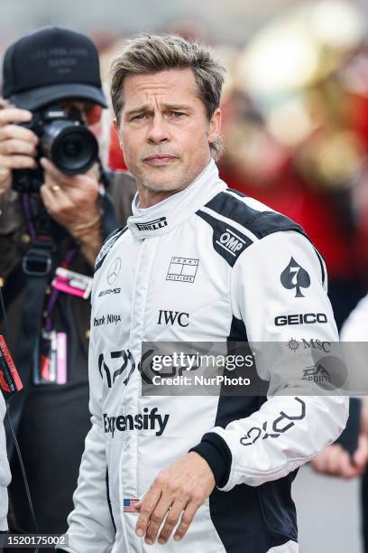 Brad Pitt, representing the fictional driver Sonny Hayes, Apex APXGP, portrait during the Formula 1 Aramco British Grand Prix from 6th to 9th July of...