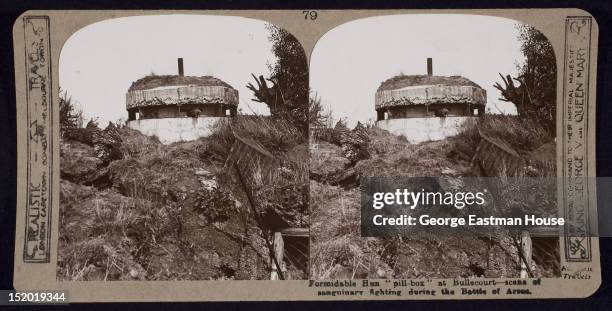 Formidable Hun 'pill-box' at Bullecourt - scene of sanguinary fighting during the Battle of Arras, near Arras, France, 1917.