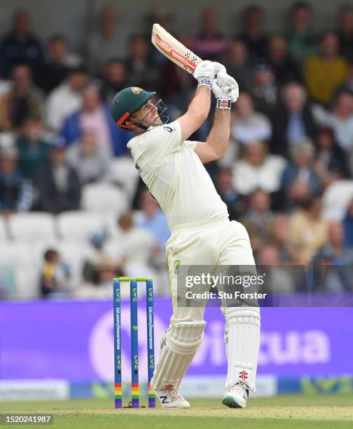 Australia batter Mitchell Marsh in batting action during day one of the LV= Insurance Ashes 3rd Test Match between England and Australia at...