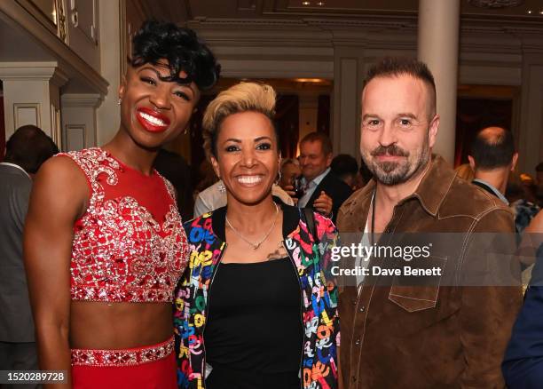 Miriam-Teak Lee, Dame Kelly Holmes and Alfie Boe attend the press night after party for "The Wizard of OZ" at The London Palladium on July 06, 2023...