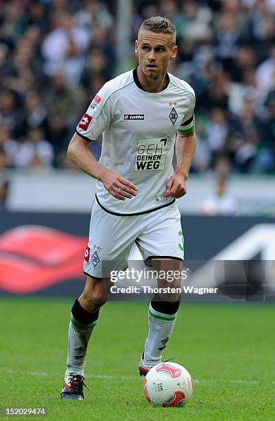 Filip Daems of Moenchengladbach runs with the ball during the Bundesliga match between Borussia Moenchengladbach and 1.FC Nuernberg at Borussia Park...