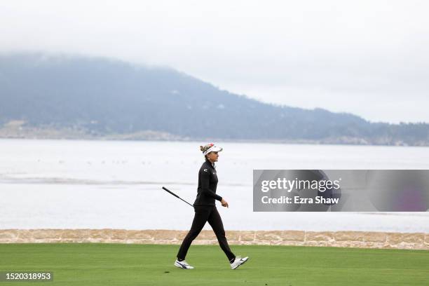 Lexi Thompson of the United States walks the 18th hole during the first round of the 78th U.S. Women's Open at Pebble Beach Golf Links on July 06,...