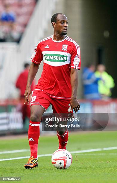 Justin Hoyte of Middlesborough competes during the npower Championship between Middlesbrough and Ipswich Town at Riverside Stadium on September 15,...