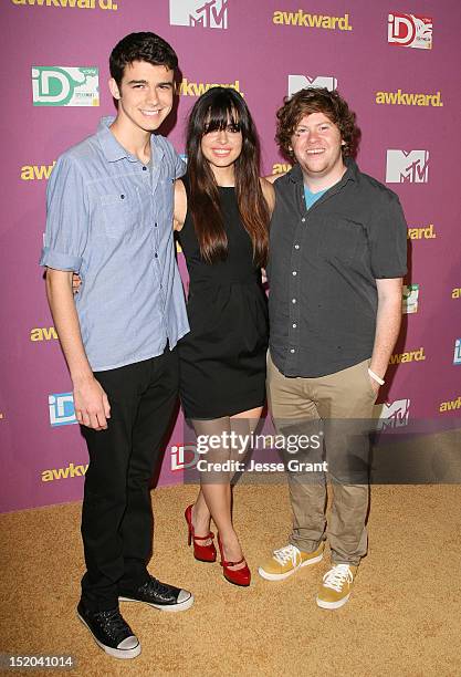 Joey Pollari, Alex Frnka and Zach Pearlman attend MTV's "Awkward" Season 2 Finale Event at The Colony on September 10, 2012 in Los Angeles,...