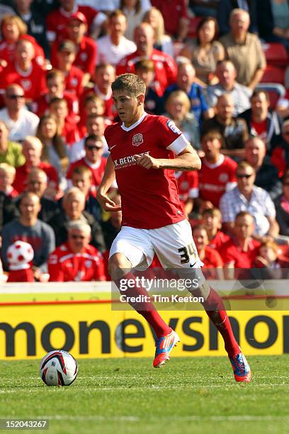 Barnsley's John Stones during the npower Championship match between Barnsley and Blackpool at Oakwell Stadium on September 15, 2012 in Barnsley,...