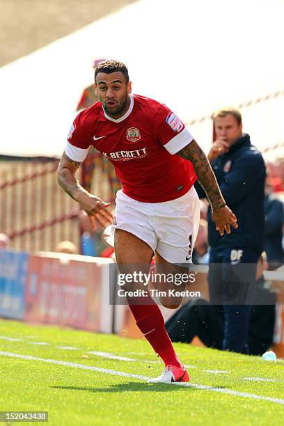Barnsley's Craig Davies during the npower Championship match between Barnsley and Blackpool at Oakwell Stadium on September 15, 2012 in Barnsley,...